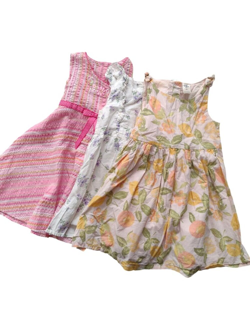 Lot of 3 Girls Summer Dresses 4 Gymboree OshKosh Seersucker Cotton Sundresses